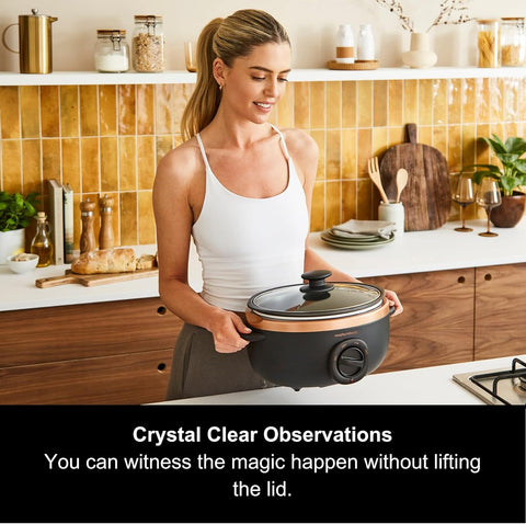 Morphy Richards 3.5L Sear and Stew Slow Cooker – Matte Black & Rose Gold