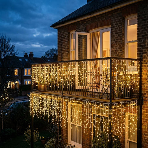LightsGo Icicle Lights 120 LED 4M Warm White Christmas Lights – Waterproof Outdoor Fairy Lights with 8 Modes, Timer & 10M Lead - Turn Your Gutterline Into a Little Winter Wonderland