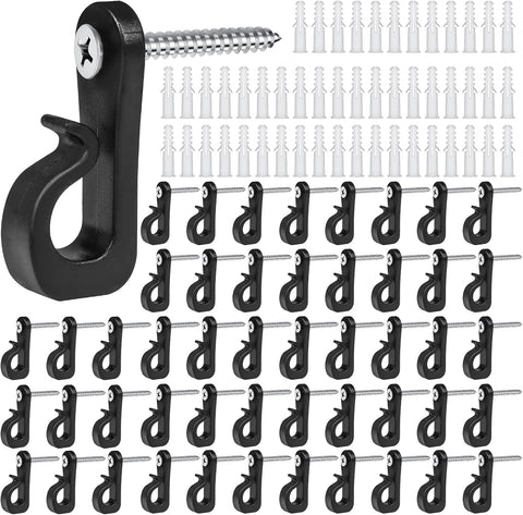 50 Pack Q-Hanger Screw-in Hooks with Safety Buckle – Heavy-Duty Outdoor Hooks for String Lights, Fairy Lights, Plants & Decorations – Hang Your Lights with Confidence, Whatever the Weather