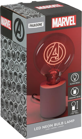 Paladone Marvel Avengers Decorative LED Neon Bulb Lamp - E27 Glass Lightbulb, Officially Licensed Superhero Gift, Fun Light for Bedrooms & Homes