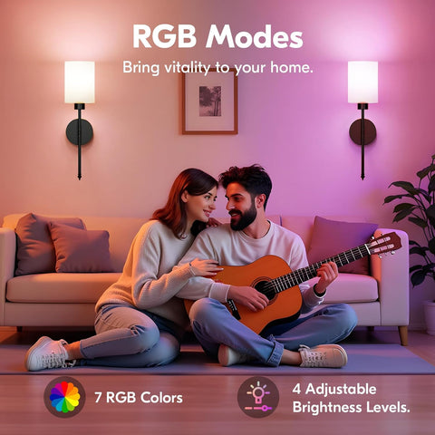 Battery Operated Wall Lights, Black Wireless Rechargeable Wall Lights with 5200mAh Dimmable Detachable Bulbs and Remote, 9 Colours Sconces Wall Decor for Bedroom Living Room Hallway