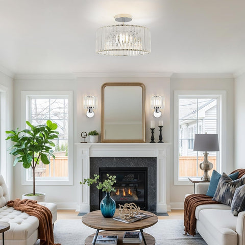 Silver Crystal Wall Lights for Bedroom and Living Room E27 2 Pack