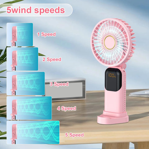 Portable Handheld Fan Rechargeable 5000mAh – 5 Speeds Mini Fan