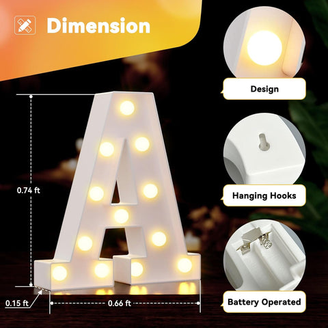 Ledido LED Light Up Marquee Letters Sign - Cool & Warm Light up Letters for Birthday Decorations, LED Letter Lights for Proposal Wedding Grad Bar Home Bedroom Table Wall Party Decor, Letter N