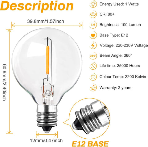 Daytime view of unlit shatterproof bulbs.

