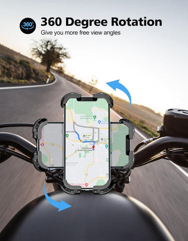 Glangeh Bike Phone Holder, [Secure Lock] 8S Quick Install Anti-fall Motorbike Phone Holder, 360° Rotating Bike Phone Mount