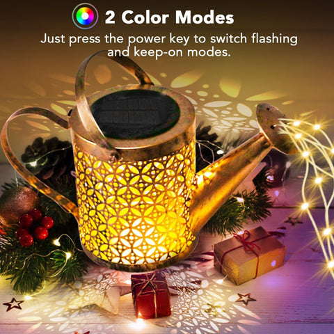 Solar Lights Outdoor Garden Watering Can, Large 20cm Solar Garden Waterproof LED Fairy String Lights, Hanging Metal Garden Ornament for Yard Lawn Pathway Patio, Gardening Birthday Gifts for Women Mum