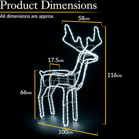 Christow LED Reindeer Family Outdoor Christmas Decoration – 3pc White Rope Light Set – UK