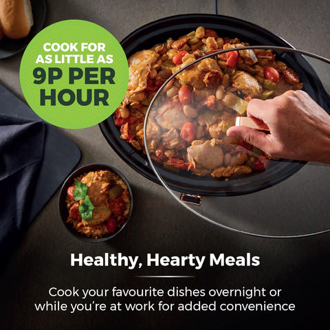 Infinity 6.5L Slow Cooker with 3 Heat Settings & Keep Warm Function, 270W Power, Stainless Steel Pot, Black and Rose Gold