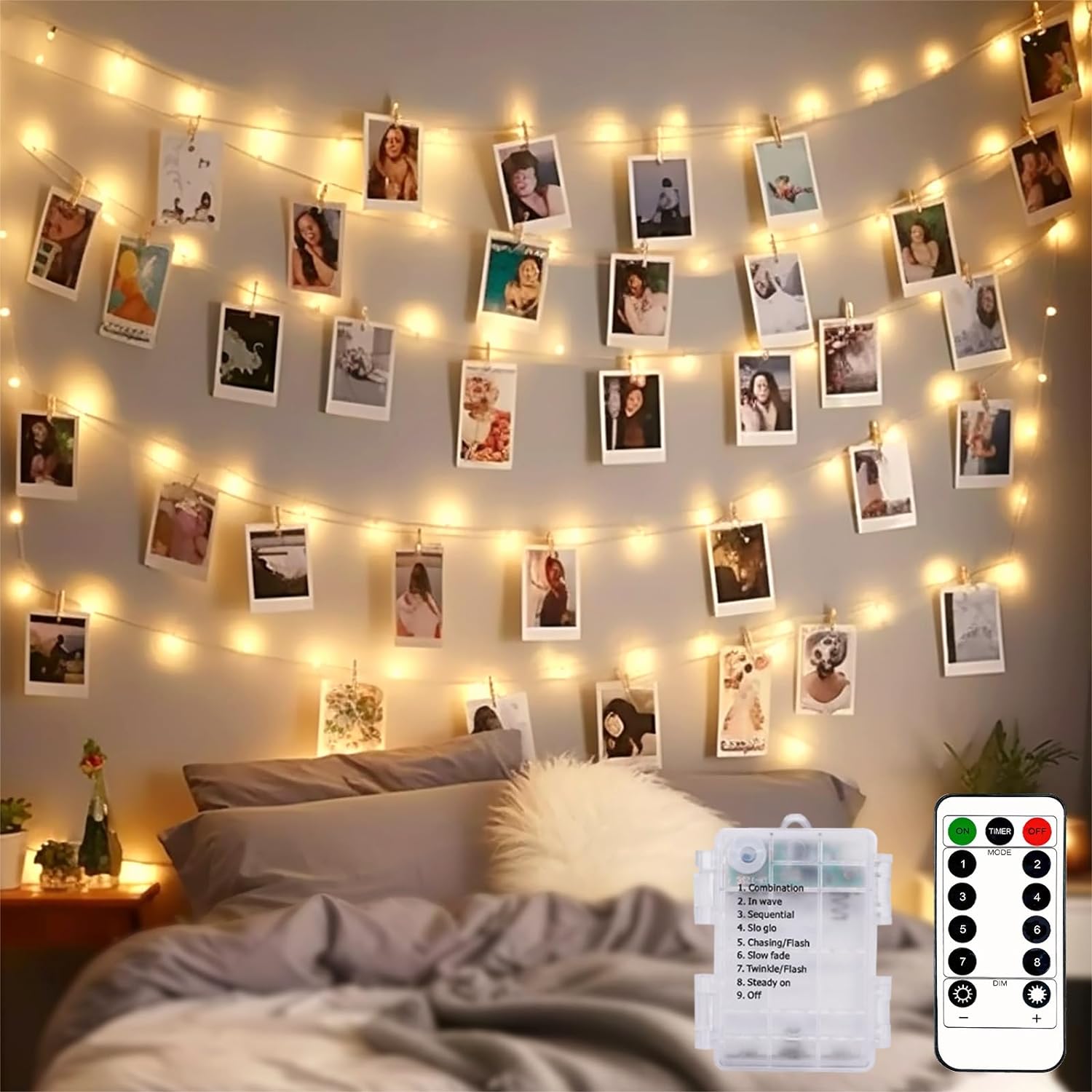 50 LED Photo Clip String Lights Fairy Lights with 30 Clips