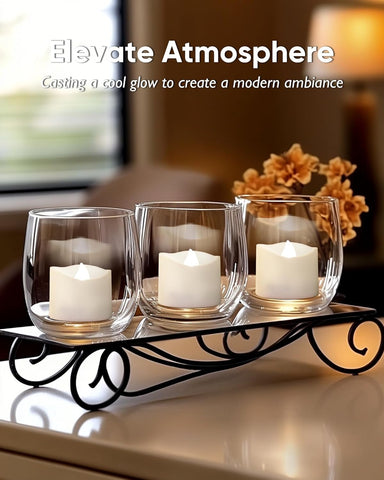 24 Pack Cool White LED Flameless Tea Lights, Battery Operated Flickering Candles with Long Battery Life for Wedding & Holiday Décor