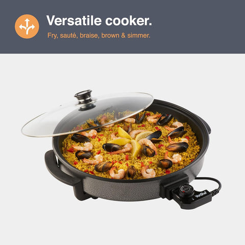 Large 6L Electric Multi Cooker Pan 42cm – 1500W Non-Stick Frying Pan with Lid & Adjustable Temperature Control