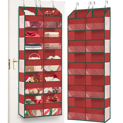 Ofiray-Home Over The Door Storage Organiser – 5-Tier, 10 Compartments, Pink Hanging Storage with 10 Side Pockets