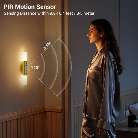 Rechargeable Motion Sensor Wall Sconces with Remote Control, Gold