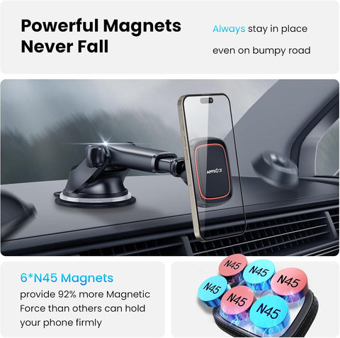 APPS2Car Magnetic Phone Car Mount Dashboard & Windscreen Holder