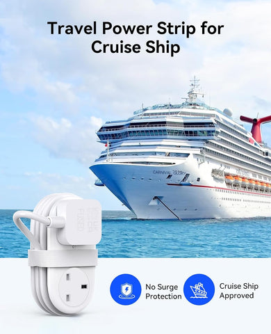 ORICO Travel Extension Lead with 3 USB Ports & 2 UK Sockets, Compact White Power Strip for Home, Office & Travel – Pack Less, Power More Wherever Life Takes You