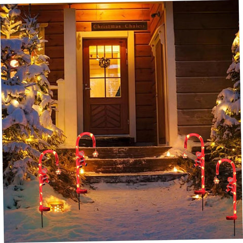 Candy Cane Christmas Decorations, Christmas Outdoor Decorations, 2PCS 8LED Solar Candy Cane Lights, 28 Inch Waterproof for Garden Lawn, Lights