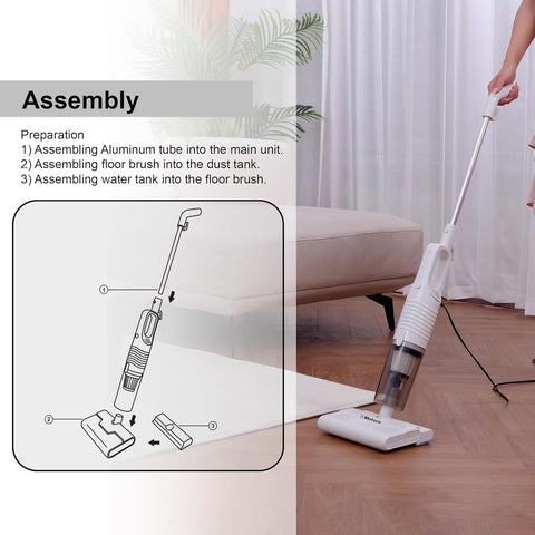 Belaco Dual Hoover 700W Vacuum & Mop White/Cream | Lightweight HEPA Stick