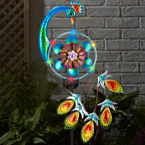 Solar Garden Lights - Decorative Metal Windmill with F