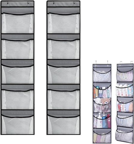 Cragmut 2 Pack Over The Door Storage Organiser, 10 Mesh Pockets, Grey – Make Every Inch of Space Work Smarter