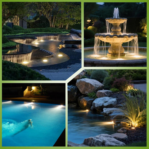MY Lighting 3W LED Pond Lights 12–24V AC/DC, IP68 Underwater Pond & Fountain Lights, 3000K Warm White, 4 Pack