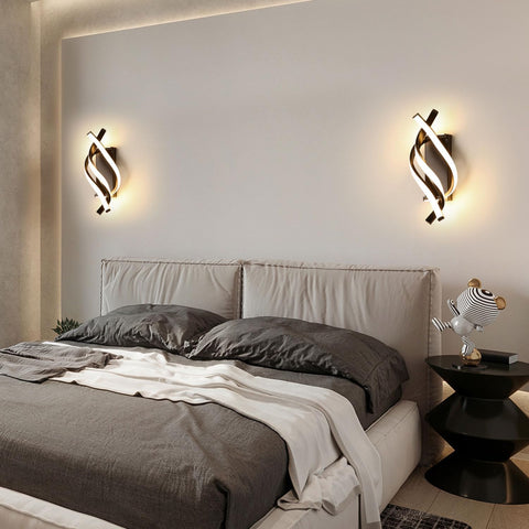 Modern LED Wall Light 22W Black Spiral Lamp
