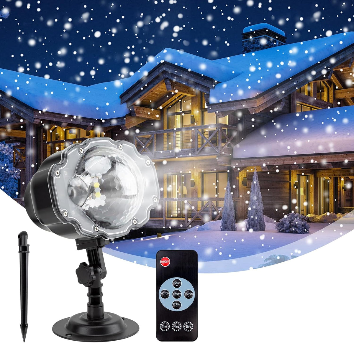 Christmas Projector Light – Snowfall LED Snowflake Projector with Remote Control, IP65 Waterproof Outdoor & Indoor Christmas Decoration