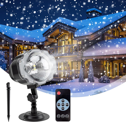 Christmas Projector Light – Snowfall LED Snowflake Projector with Remote Control, IP65 Waterproof Outdoor & Indoor Christmas Decoration