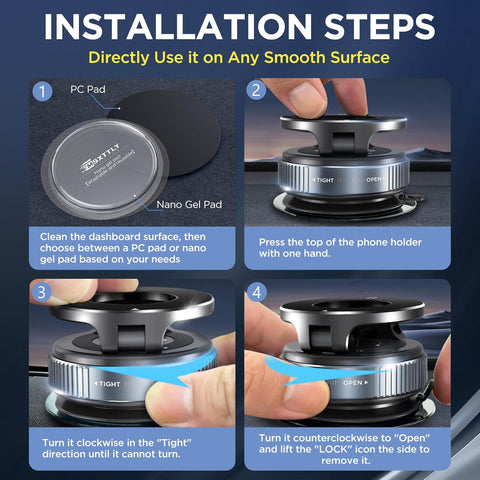 Vmag-S1 Black Vacuum Magnetic Phone Holder for Car 360° Rotatable