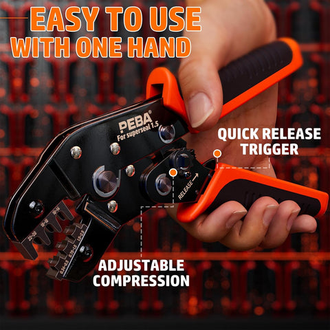 PEBA Waterproof Automotive Electrical Connectors Kit, Automotive Male/Female 1/2/3/4-Pin & Connector Plug and Ratchet Crimping Tool AWG 22-14, Ideal for Cars, Motorcycles & Boats | Pin Removal Tool
