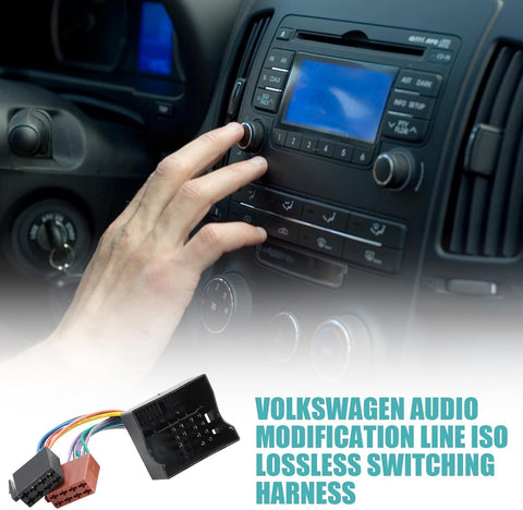 Car Stereo ISO Radio Wire Connector 16 Pin Wiring Harness Adapter Compatible with VW Jetta Passat Ford BMW Mini Cooper R50 Skoda Octavia Opel Corsa Cable Plug for CD Player System