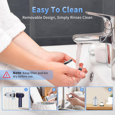 Handheld Car Vacuum Cleaner 15000Pa Powerful Cordless Blue Mini Cleaner