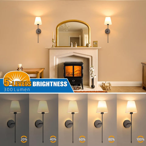 NIORSUN 19.9 Inch Battery Operated Wall Light with Remote and Dimmable Bulbs