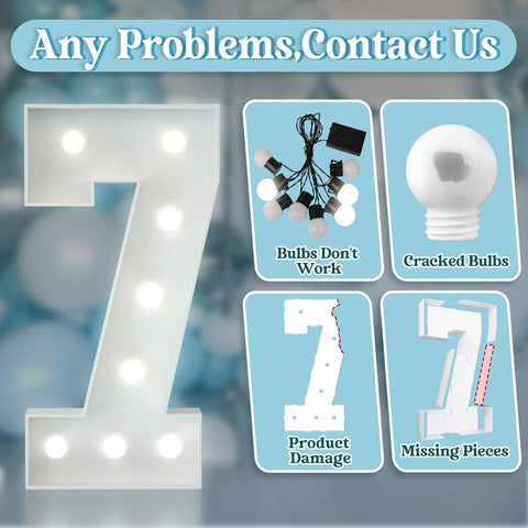 3FT Light Up Numbers Birthday Decoration Large Marquee Numbers 7 for 7th 70th Birthday Party Decor Wedding, Big Number Frame Foam Cardboard Mosaic Arch Stand Pre-cut Numbers