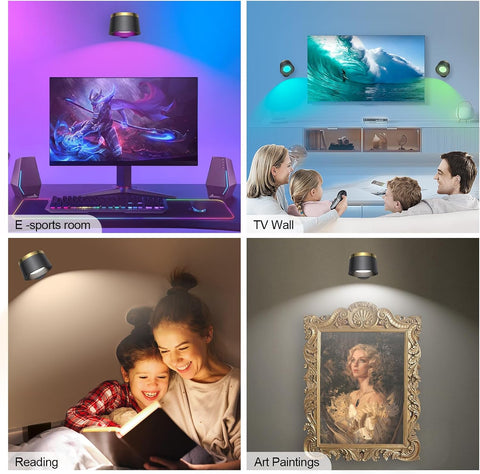 Battery Operated Wall Lights, LED Rechargeable Wall Lights Indoor, 3500mAh Magnetic Wall Lamp with Remote, 3 Color Temperatures & 13 RGB & Dimmable 360° Free Rotation Sconces Wall Lighting