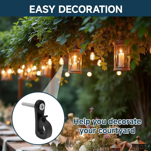 50 Pack Q Hanger Hooks Screw in Safety Buckle for String Lights Outdoor – Secure Garden Hooks for Fairy Lights, Decorations & Plants – Keep Every Hanging Detail Safely in Place