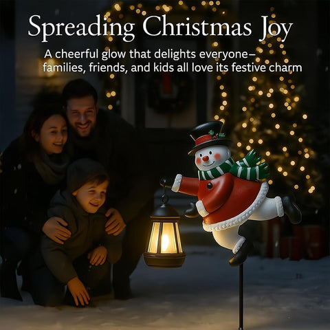 Christmas Display Stake Light Waterproof LED Solar Snowman Lantern