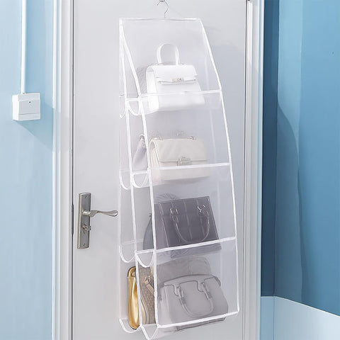 AARAINBOW Hanging Purse Organiser for Wardrobe, 8-Pocket Handbag Storage, White