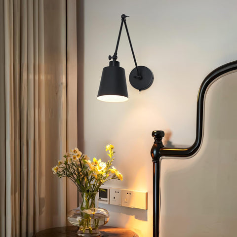 Vintage Wall Sconce Black Swing Arm Wall Light Industrial Wall Light for Restaurants Galleries Living Room Black E27