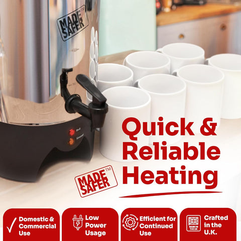 Made Safer 7.5L Hot Water Urn – Energy-Efficient Boiling Dispenser for Tea, Coffee & Drinks, 40 Cup Capacity, UK Design