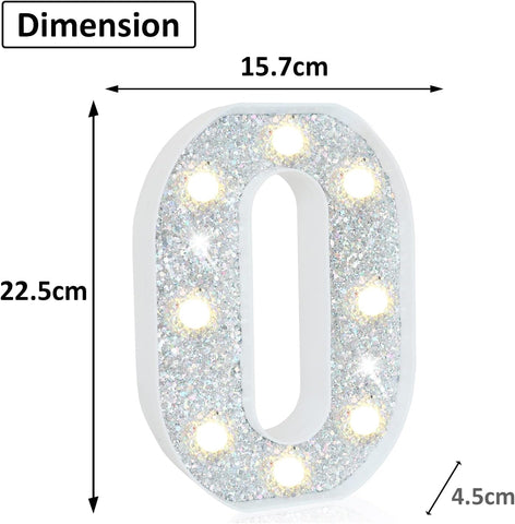 LED Marquee Letter Light Silver O - Battery Powered Night Light