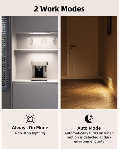 EZVALO 3 Pack 8'' Rechargeable Under Cabinet Lights – Motion Sensor LED Kitchen & Cupboard Lighting, Dimmable 3 Colour Temperatures - Light Up the Corners You Usually Forget