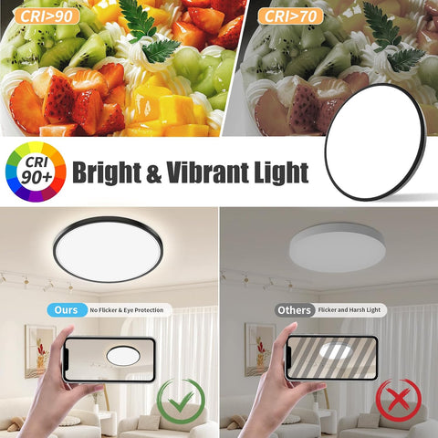 24W Round LED Ceiling Light - IP44 Waterproof - Adaptive Lighting Control - Flush Mount Round Design - Ideal for Bathrooms, Kitchens, Bedrooms & Indoor Spaces