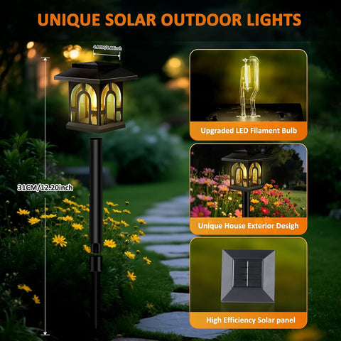 Solar Lights Outdoor Garden, 8 Pack Upgraded LED Solar Garden Lights Warm White, Waterproof Solar Powered Pathway Light Auto On/Off, Decorative for Landscape Lawn, Patio, Landscape, Walkway, Path