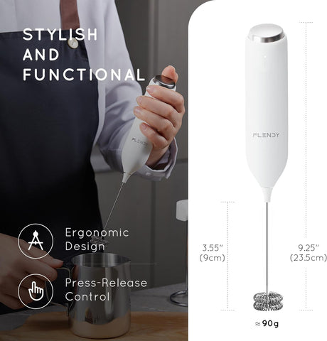 Rechargeable Milk Frother Handheld with USB-C Stand, Electric Whisk