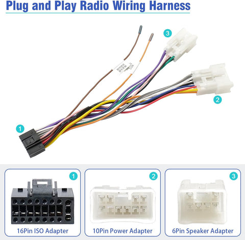 Jayubien 16Pin ISO Android Radio Stereo Wiring Harness with Butt Connector Reverse SWC Cable Replacement for Select Toyota and Subaru Car Audio Adapter