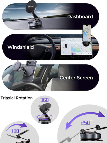 MSXTTLY Car Phone Holder Vmag-S2 – Magnetic 360° Rotation