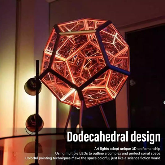 Dodecahedron Color Art Light, 3D Infinity Mirror LED Night Light Lamp with Remote Control, Creative Bedside Party Bar Decor Gift for Kids Room Decoration