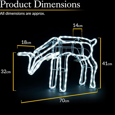 Christow White LED Reindeer Family Outdoor Christmas Decoration 2pc Set