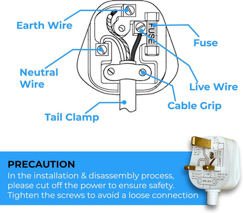 Double Dragon 13A Rewireable 3-Pin Electrical Plug Pack of 6 White